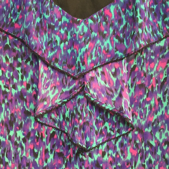 I ❤️ RONSON Cool Spring/Summer Abstract Design Fully Lined Ruffle Fly-Away Top - Picture 11 of 16